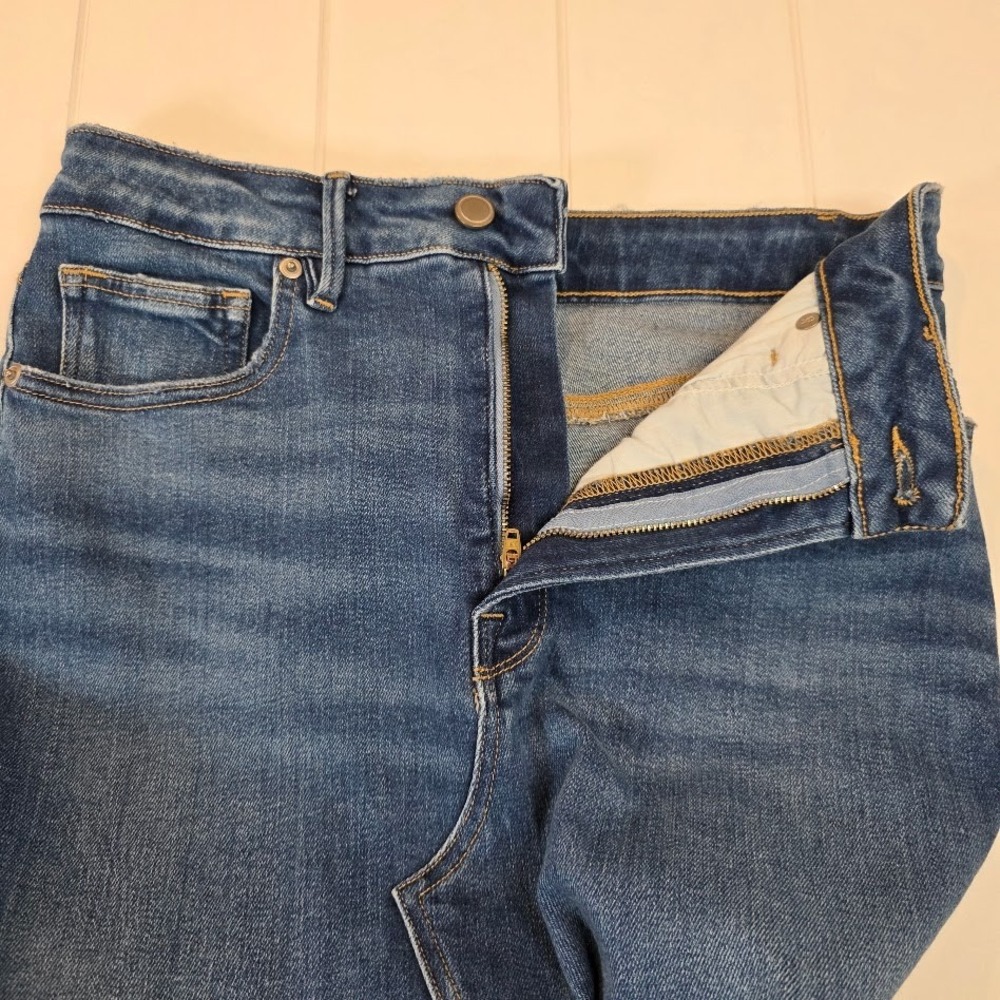 Good American Size 8 / 29 Denim Midi Skirt Blue Slit Front High Rise GSFMS014 - Picture 3 of 10